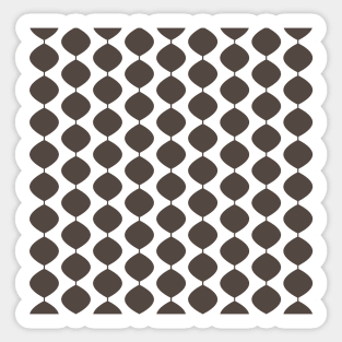 Mid Century Modern Retro 60s Waves Pattern  (Dark Cool Brown) Sticker